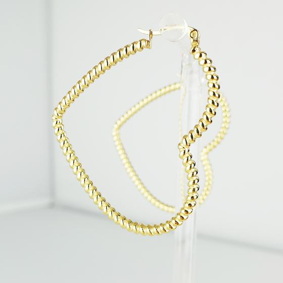 goldmarie Ohrringe Creolen HERZ gedreht - Stahl vergoldet - 5cm