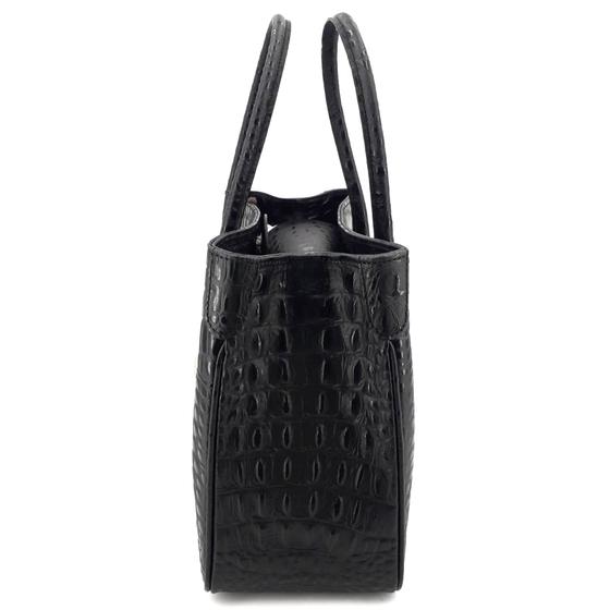 Maxima Tasche mittel, schwarz / Krokodil-Optik