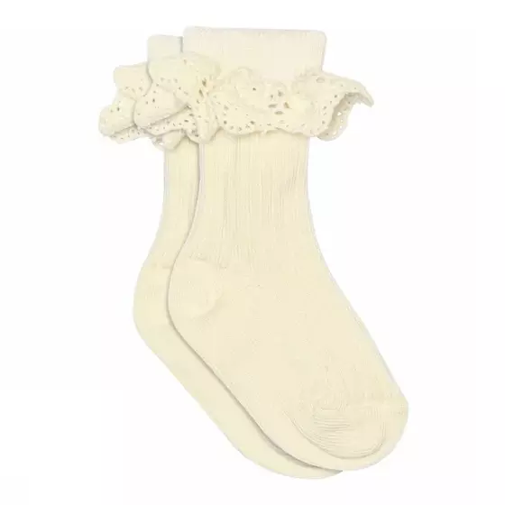 MP Denmark Socken Ripp mit Spitzenborte Cream