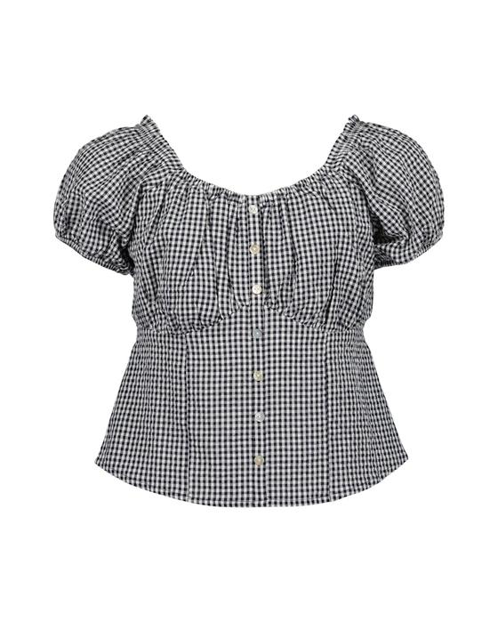 Karo-Bluse, Baumwolle, nachtblau