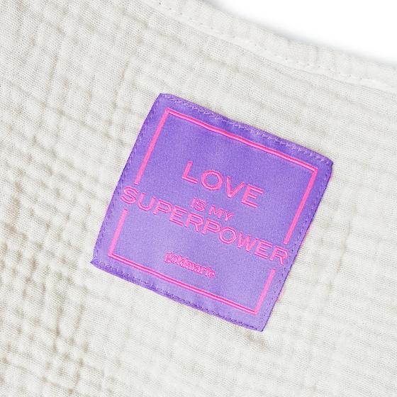 goldmarie Musselin Top LOVE IS MY SUPERPOWER- creme