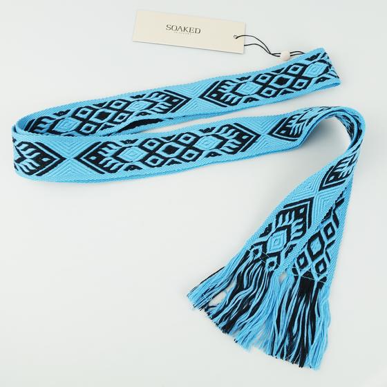 SOAKED Gürtel WILLOW BELT 30402058 - gemustert mit Fransen - -schwarz-hellblau 