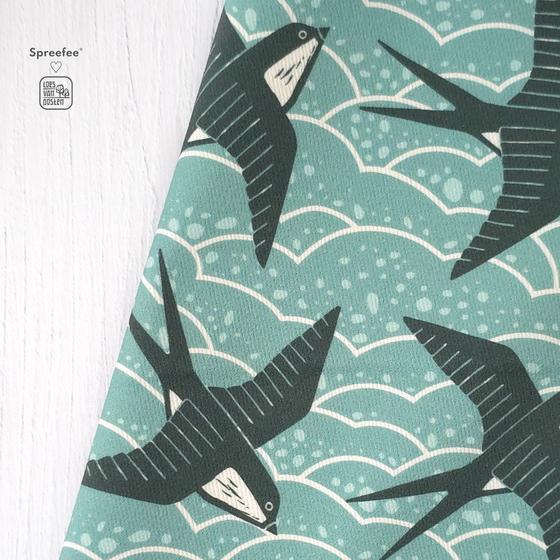 Graphic Nature Swallows Canvas aqua