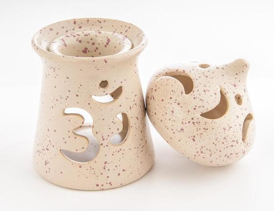 Räucherstövchen aus Ton mit Schale und Sieb