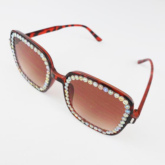 goldmarie Sonnenbrille QUEEN - mit Strass - für Erwachsene - braun 