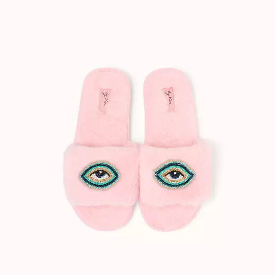 By Vivi. Brosche AUGE Evil Eye - für Slipper, Kleidung, Taschen und mehr - petrol-gold-bunt