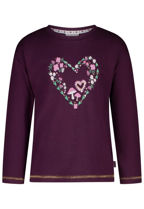Langarmshirt "Heart", Baumwolle, dark purple