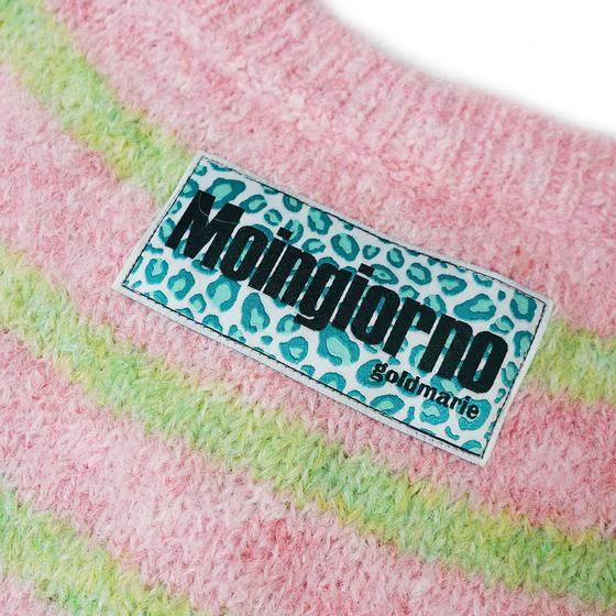 goldmarie Strick Weste MOINGIORNO Leo Label - Streifenmuster - rosa-lemon