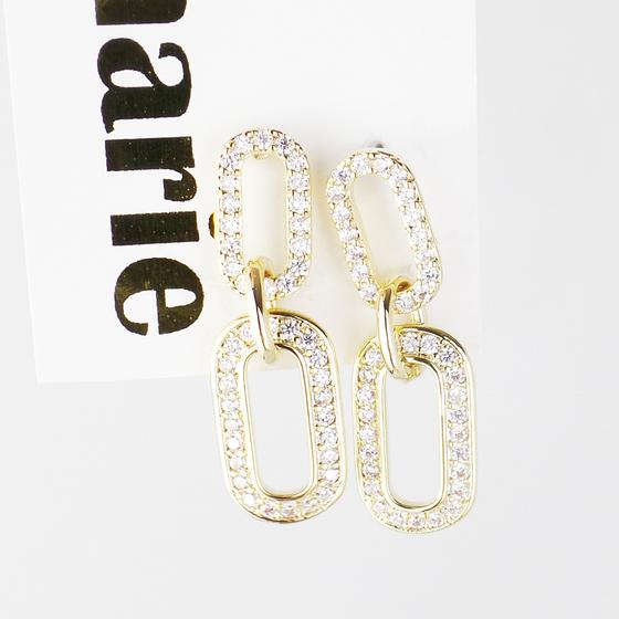 goldmarie Ohrringe MINI DOUBLE CHAIN Anhänger Glitzer Stahl vergoldet