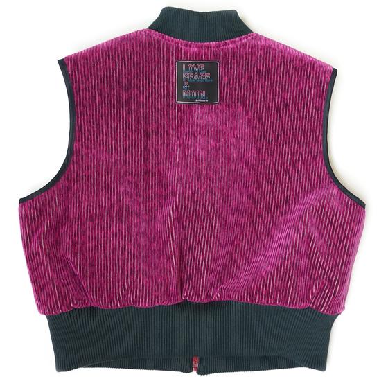 goldmarie Seidentuch-Weste MOINGIORNO - Vintage-Stoff Recycelt - grün-bordeaux - reversible LOVE PEACE MOIN - mit Kosmetiktasche