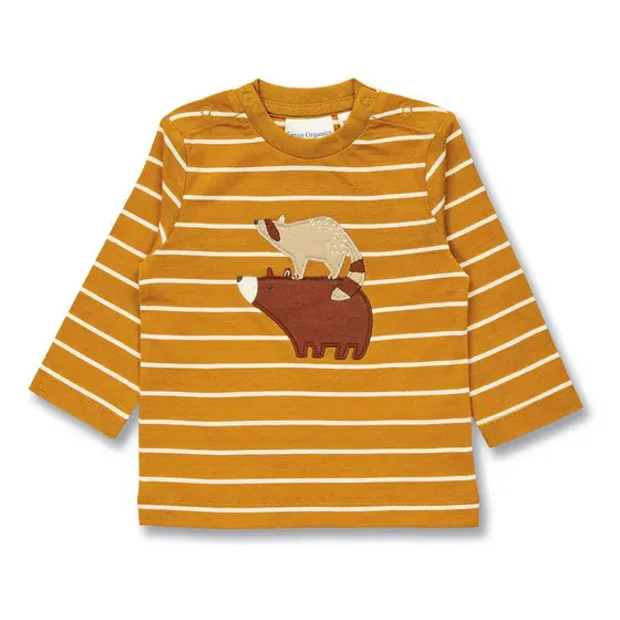 Sense Organics Langarmshirt Elan Bärenfreunde Streifen Curry