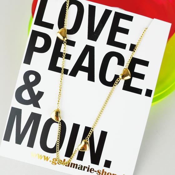 goldmarie Kette ALLOVER MINI HERZ - Stahl vergoldet