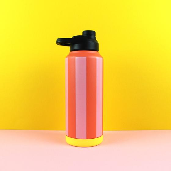 ava&yves Trinkflasche Stripes Feuerrot Rose Gelb 1000ml