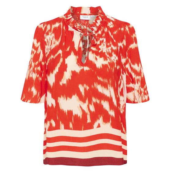 SAINT TROPEZ Blusen Blusen Shirt KhloeSZ 30514031 - gemustert - orange-rot-rose 