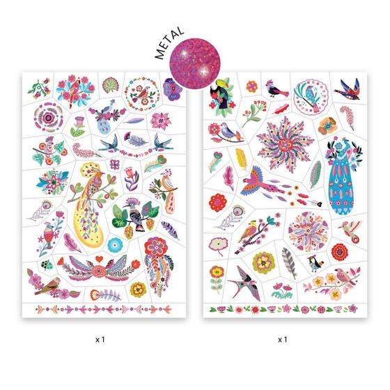 Djeco Tattoos Farbenfrohe Vogelwelt
