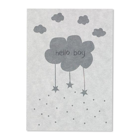 ava&yves Postkarte - Hello Boy Graublau