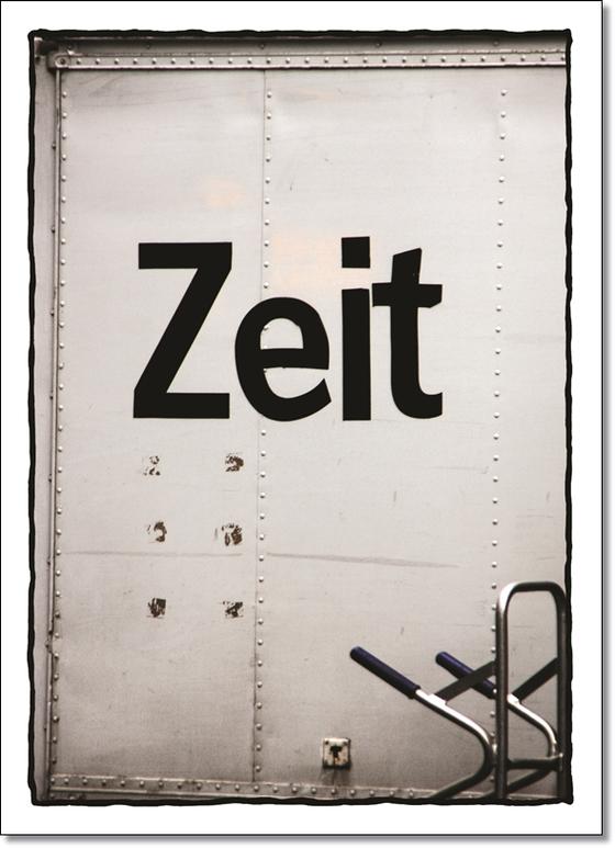 Besondere Foto-Postkarte - Zeitlieferung - Terminstress - Zeitmangel - besondere Postkarten - Typografie im Foto - von tom bäcker a-point-of-view
