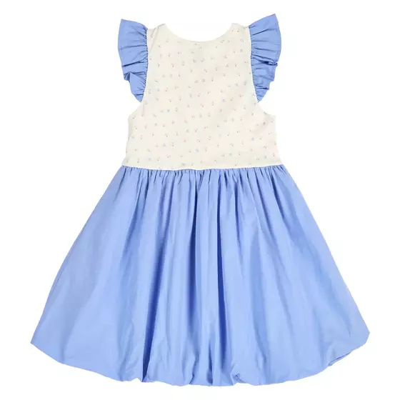 Müsli by Green Cotton Spring Frill Dress Bubble Tofu Shell Blue