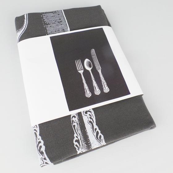 17;30 made in Hamburg Geschirrtuch BESTECK grau-weiß