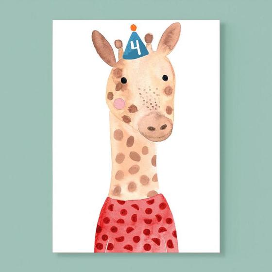Frau Ottilie Postkarte - 4. Geburtstag Giraffe