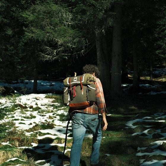 Ykra Matra BIG Khaki Leather Strap, Leather Bottom, two side pockets Backpack