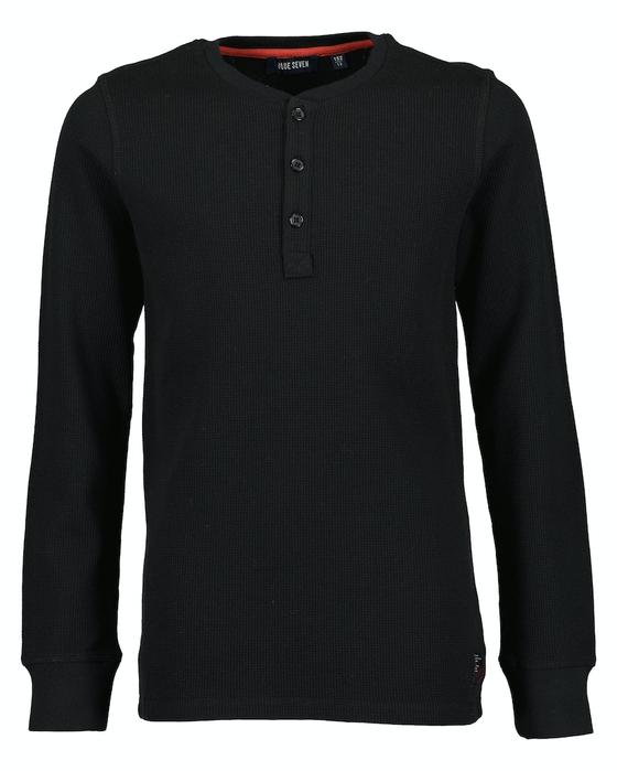 Henley-Shirt, Baumwolle, schwarz