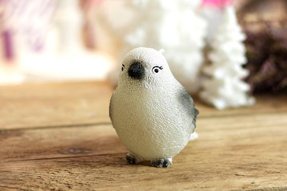 Motivkerze Vogel, weiß