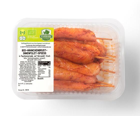 Bio Hähnchen-Innenfiletspieß mariniert Paprika