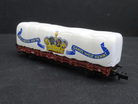 Arnold 0152 304 Jubiläums-Sonderwagen Circus Krone Rungenwagen mit Plane DB Spur N