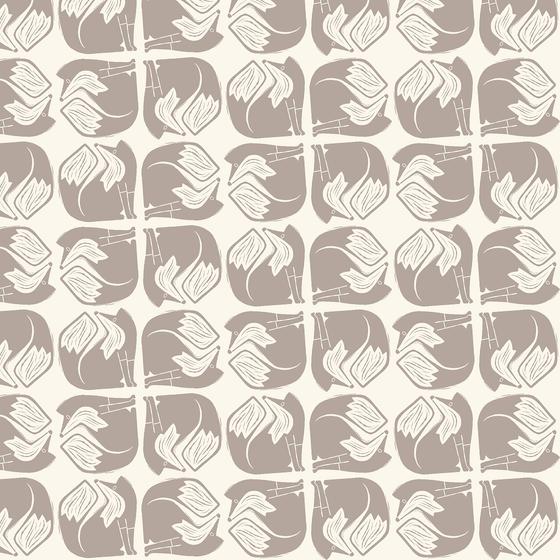 Fox & Flutter von Loes van Oosten für Cotton + Steel mit modernen grafischen Waldmotiven wie dem Square Fox in ruhigen Denimblau-, Rosé- und Grautönen. Ideal für besondere Taschen, Accessoires und Kleidung.