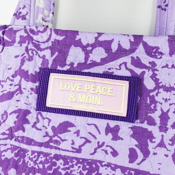 goldmarie Lilac Tasche LOVE PEACE MOIN - Nr. 1 - Vintage-Stoff Recycelt - upcycling Einzelstück - lavendel
