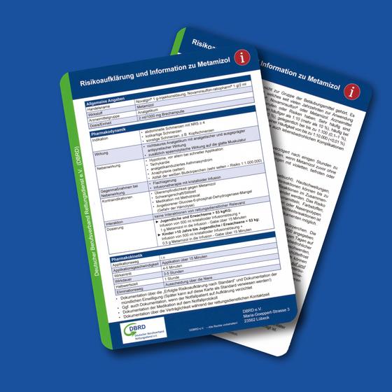 Taschenkarte - Risikoaufklärung und Information zu Metamizol