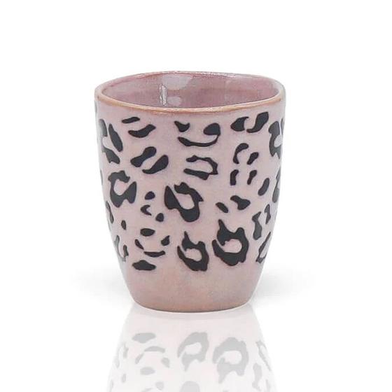 MEA-Living Stoneware Espressoecher aus Keramik  Leo-Muster - rosa - 150ml - 2er Set