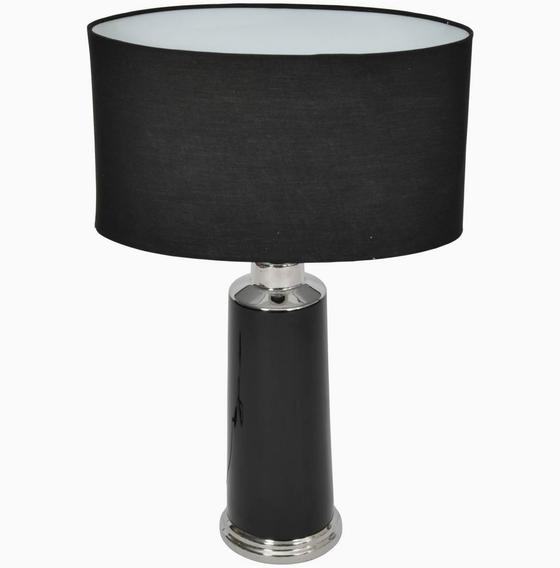 Lampe | Tischleuchte / Porzellanlampe Rosie - Schwarz/Silber
