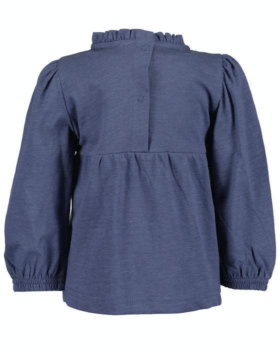 Langarmshirt mit Spitzeneinsatz, jeansblau