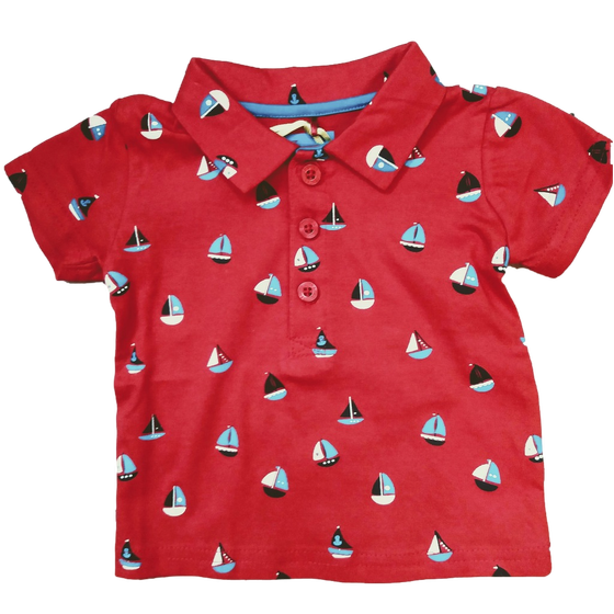 T-Shirt mit Polokragen "Segelboot"