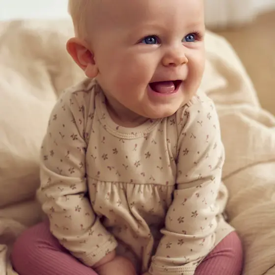 Müsli by Green Cotton Baby Bodykleid Langarm Aster Oak Nostalgia Rose