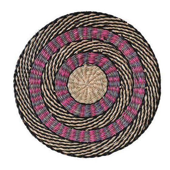 GIFTCOMPANY Platzmatte Bast - Seegras - natur-pink-schwarz