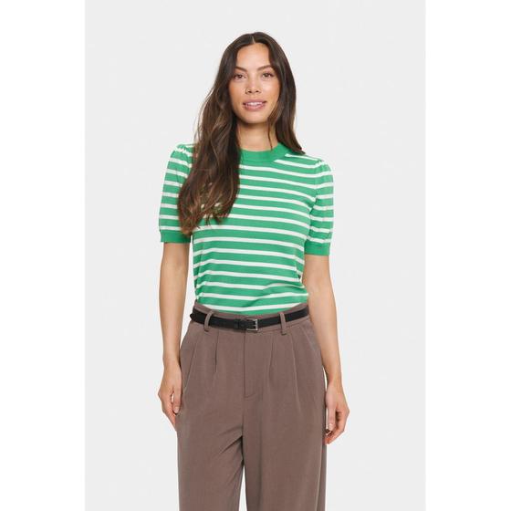 SAINT TROPEZ MilaSZ SS Striped Pullover 30513768 - grün-weiß