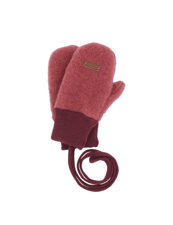Fäustlinge aus Wollfleece, mit Band, GOTS-zertifiziert