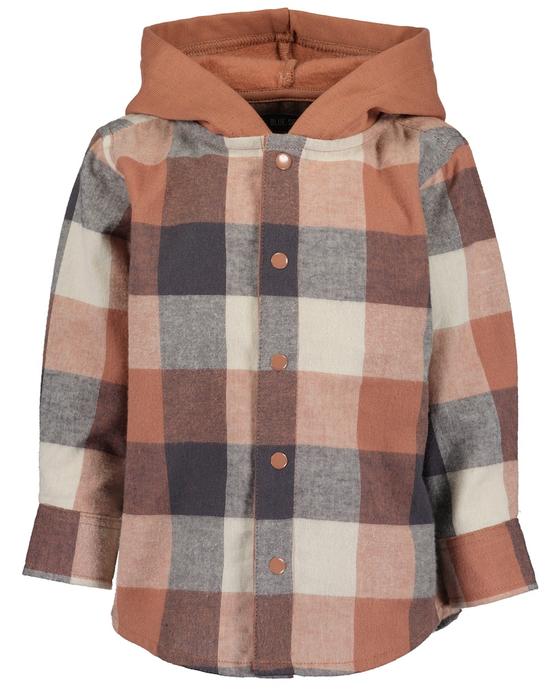 Karohemd mit Kapuze, reine Baumwolle