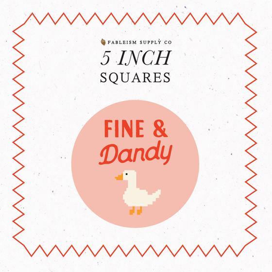 Fine & Dandy Fat Quarter Bundle von Fableism mit 16 gewebten Baumwollstoffen in harmonischen Farben und Mustern.