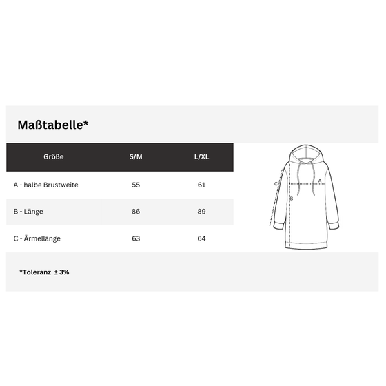 goldmarie Hoodie Sweatkleid LOVE PEACE MOIN - schwarz-pink 