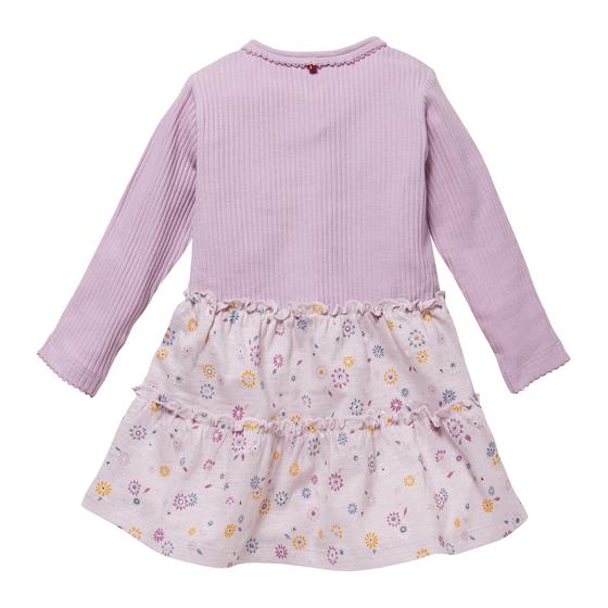 People wear Organic Ripp Blümchen Langarmkleid Flieder