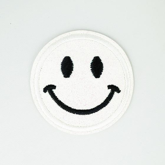 goldmarie Sticker SMILE selbstklebend weiß mit Glitzer