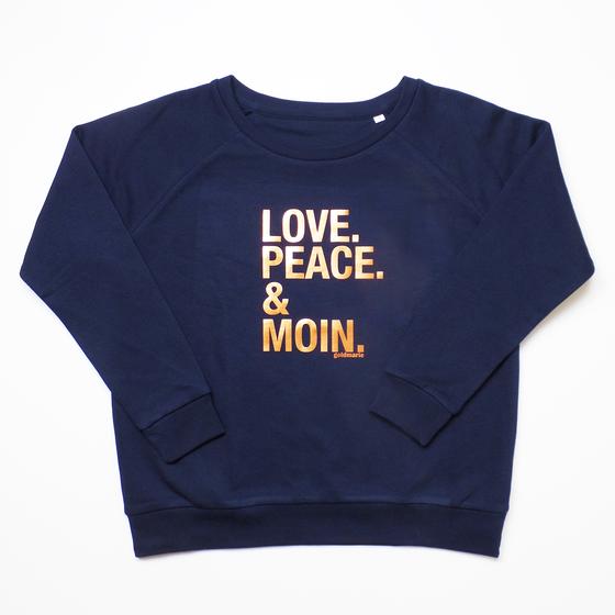 goldmarie Sweatshirt LOVE PEACE MOIN navy - kupfer 