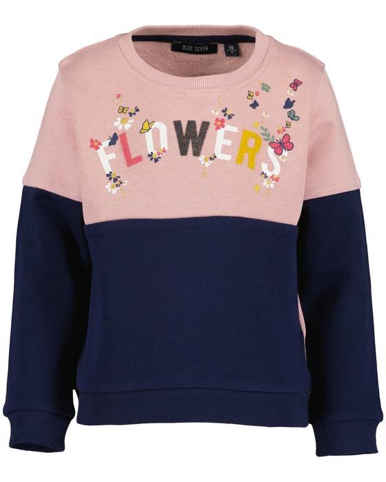 Sweatshirt "Flowers", Baumwolle, blau