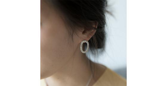 Hammered Oval Ohrstecker Silber