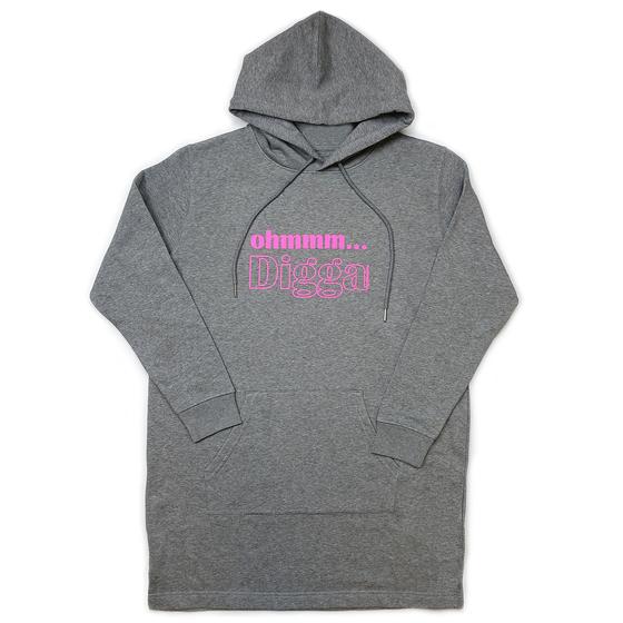 goldmarie Hoodie Sweatkleid OHMMM DIGGA - pink-dunkelgrau meliert 