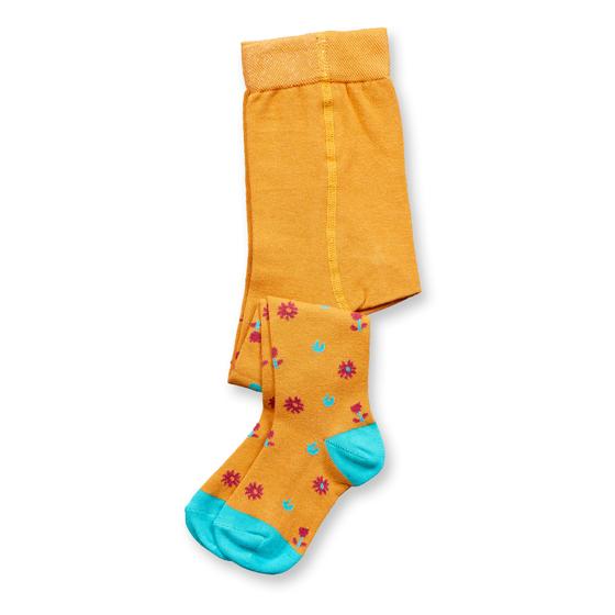 Strumpfhose "Flowers", nachhaltiger Stoff, gelb